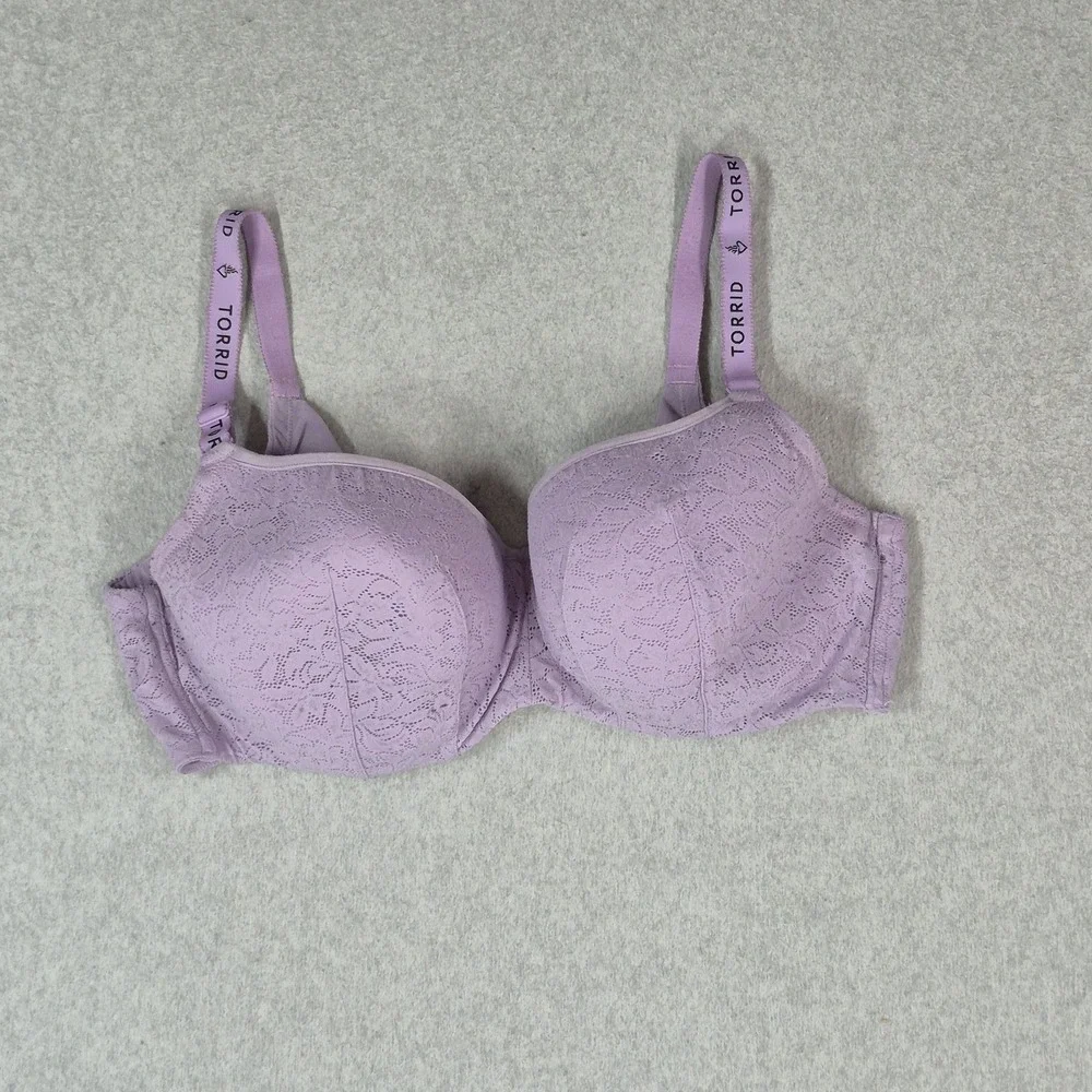 Torrid Curve Women Bra 40DDD Purple Floral Full Coverage Balconette READ
